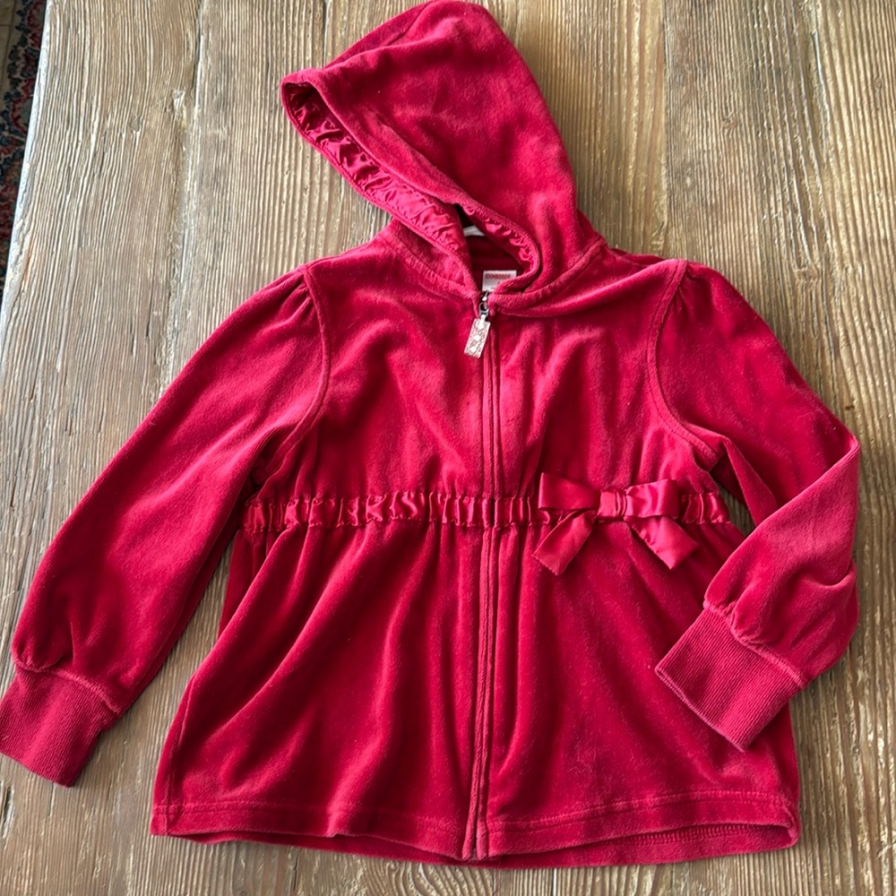 Gymboree red Velour Hoodie Full Zip Up Girls Size 6